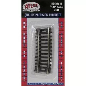 HO Code 83 1/3-18'' Radius/4pcAtlas Train HO Scale