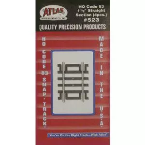 HO Code 83 1.5'' Straight/4pcAtlas Train HO Scale