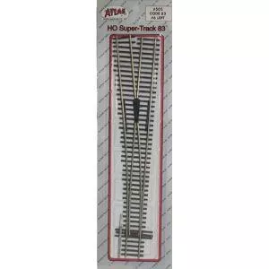 HO Code 83 #6 Left TurnoutAtlas Train HO Scale