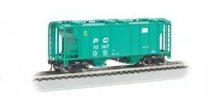 HO PS-2 2-Bay Cvd.Hopper PC/grnBachmann Train HO Scale