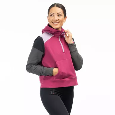 Klim Huntley Pullover 1/4 Zip Crop Raspberry Radiance Asphalt Hoodie