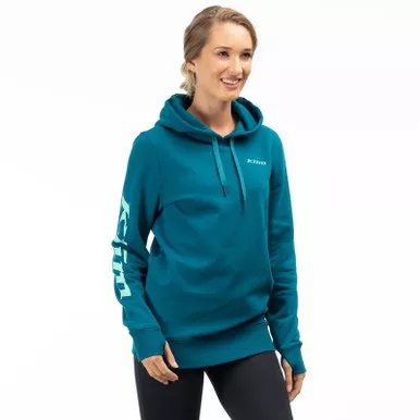 Klim Mariposa Long Pullover Deep Lagoon Electric Green Hoodie