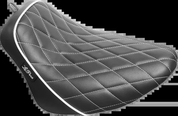Le Pera Bare Bones Solo Seat – Diamond Stitch W/ White Stitching/Piping – Black – FLSL/FXBB ’18-’23