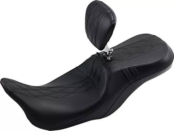 Le Pera Outcast GT Seat – 2-Up – With Backrest – Black Double Diamond – Perforated – FL ’08-’22