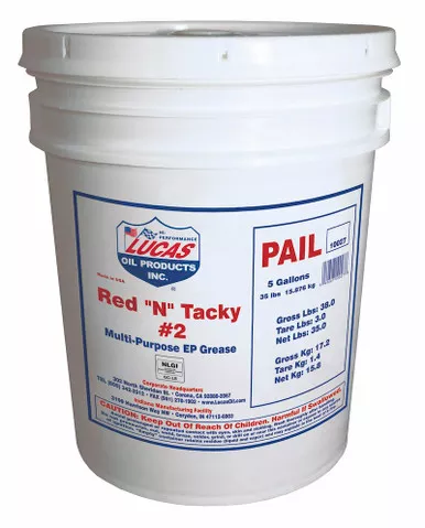 Lucas Oil 10027Multi Purpose Grease; Red N Tacky; Red; 35 Pound Bucket