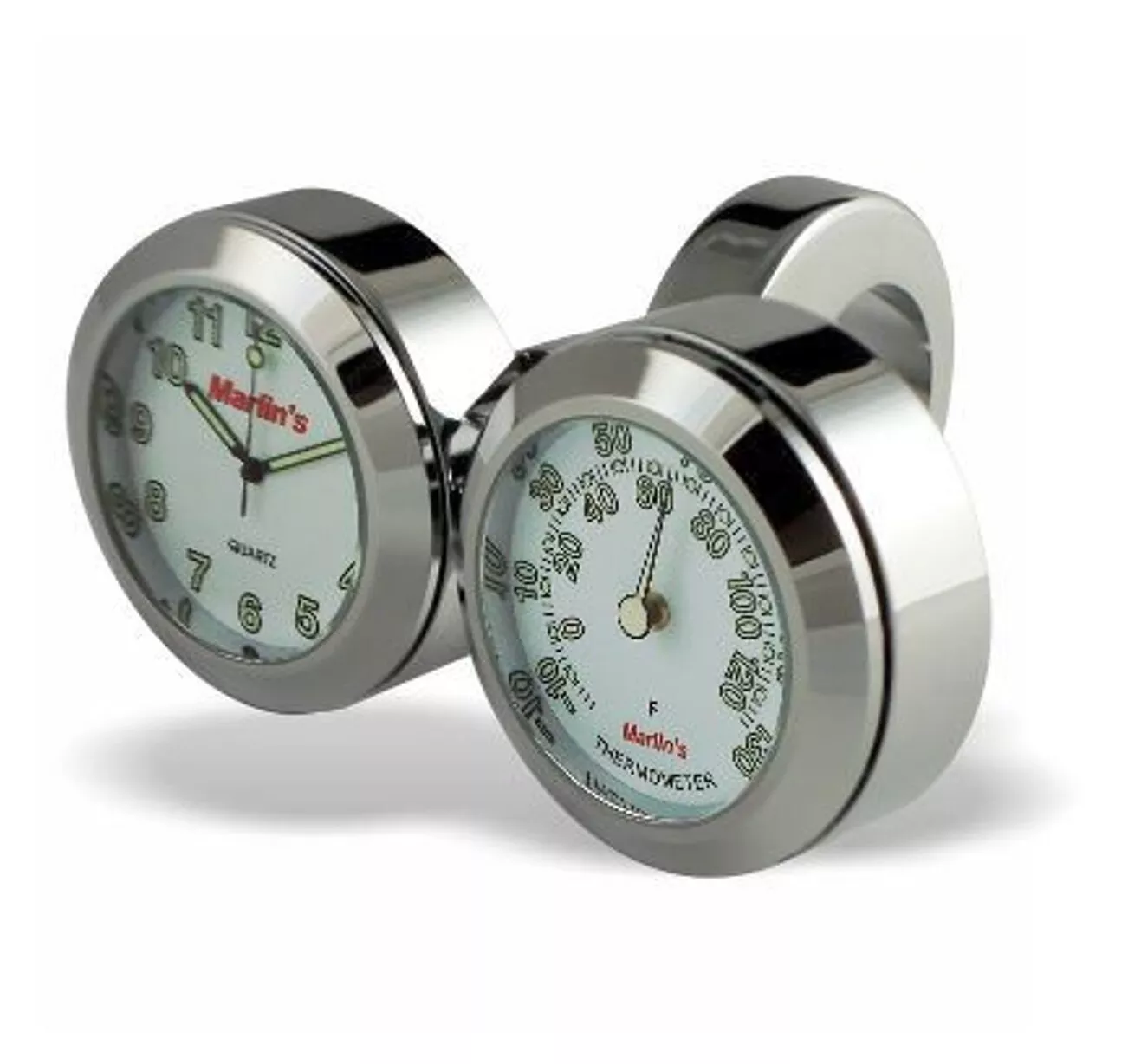 Marlin’s Handlebar Dual Mount Clock And Thermometer Set