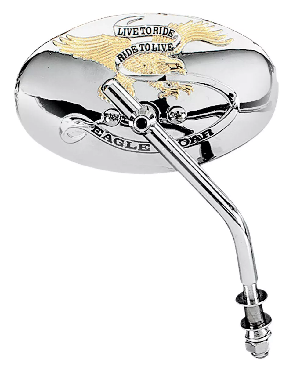 Milwaukee Twins Gold-Over-Chrome Live To Ride Cateye Short Stem Mirror