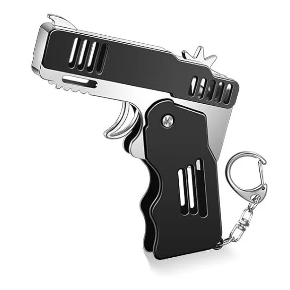 Mini Rubber Band Pistol / Keychain Foldable | Metal