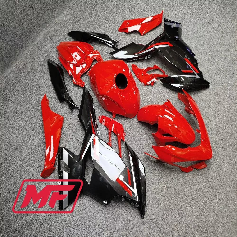 Monster Fairings Full Kit Kawasaki EX400 18-23 Gloss Red Black Silver + Windshield + Gas Tank Cover