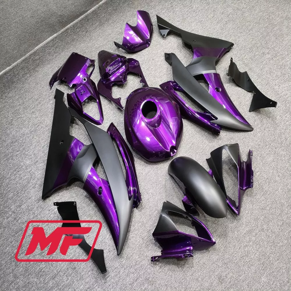 Monster Fairings Full Kit Yamaha R6 08-16 Matte Black and Purple Split + Windshield + Gas Tank Cover