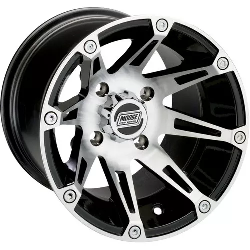 Moose 387X Wheel Machined Silver w/Black 14x8 (0230-0460)