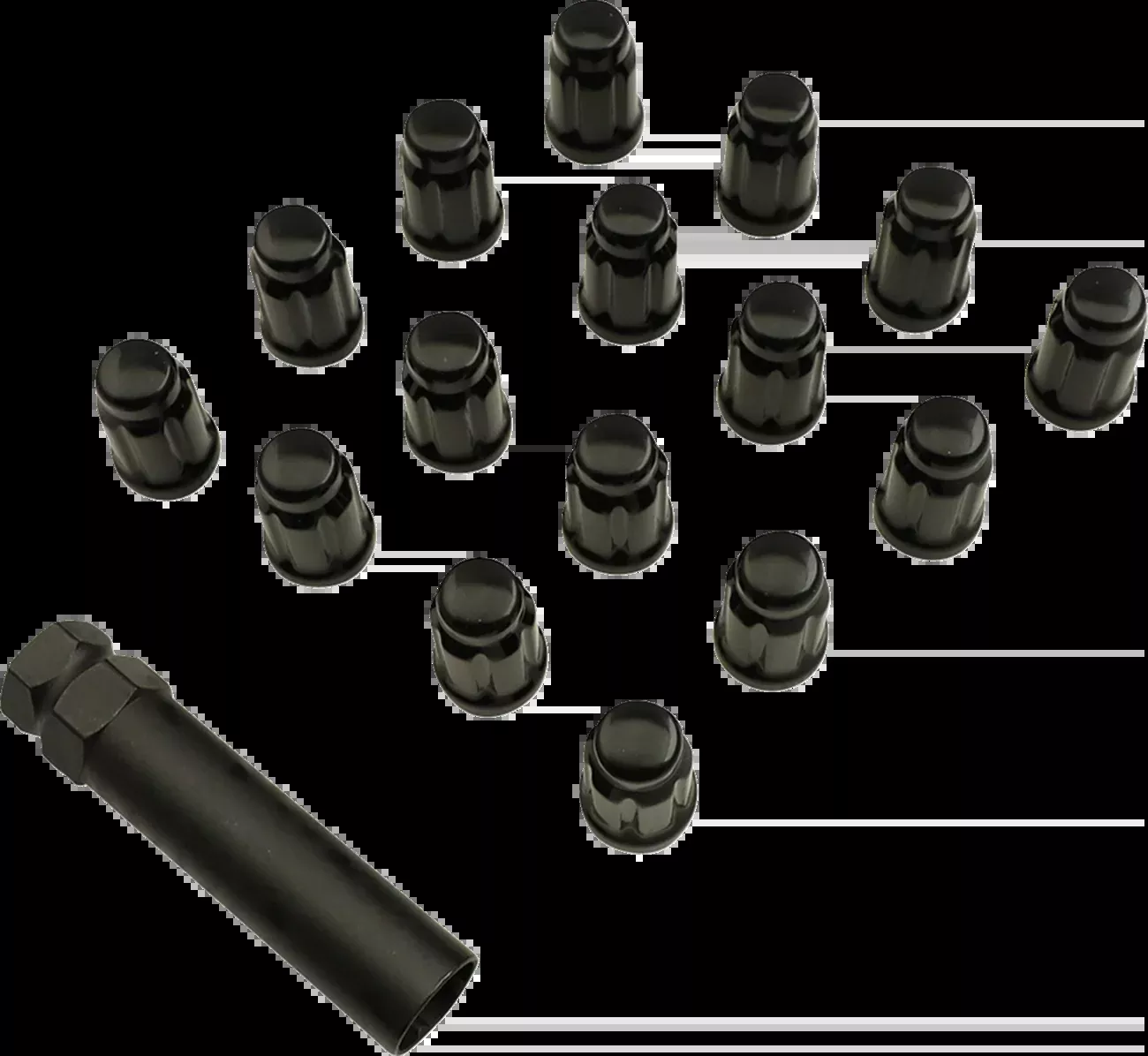 Moose Offroad Lug Nuts – Splined – M12 x 1.25 – Black – 16 Pack-SPMO03806BL4