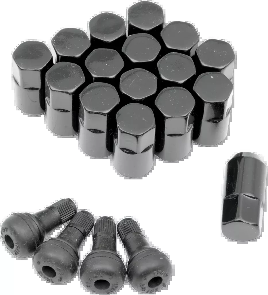 Moose Offroad Lug Nuts with Valve Stems – 3/8″-24 – Black – Tapered – 16 Pack-SP300MO201B