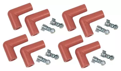 MSD Pro Race High Temp 90° Spark Plug Boot Kit 8.5mm Red 8852