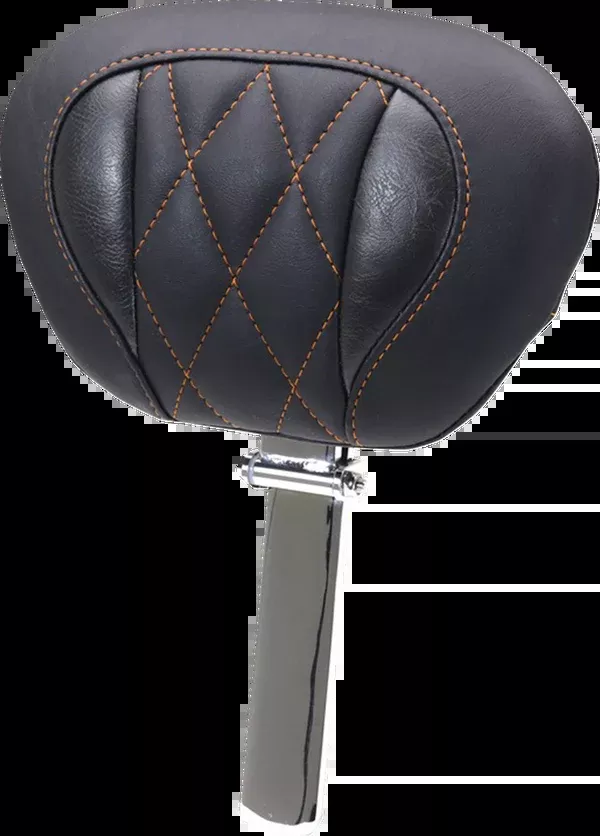 Mustang Deluxe Driver Backrest - Diamond - Mandarin Orange Stitching - FLT/FLH '23-'25