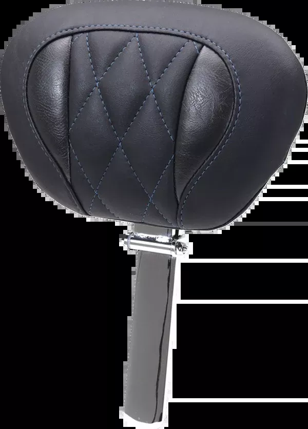 Mustang Deluxe Driver Backrest - Diamond - Sky Blue Stitching - FLT/FLH '23-'25