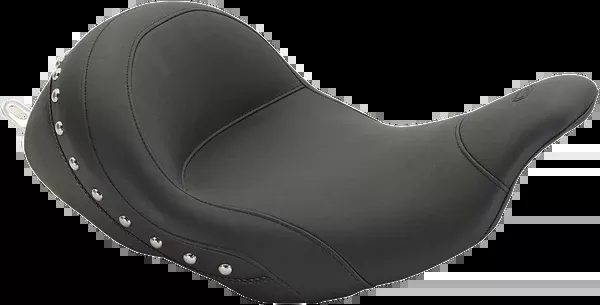 Mustang Lowdown Vintage Seat – No Driver Backrest – Chrome Studded – FL ’08-’25