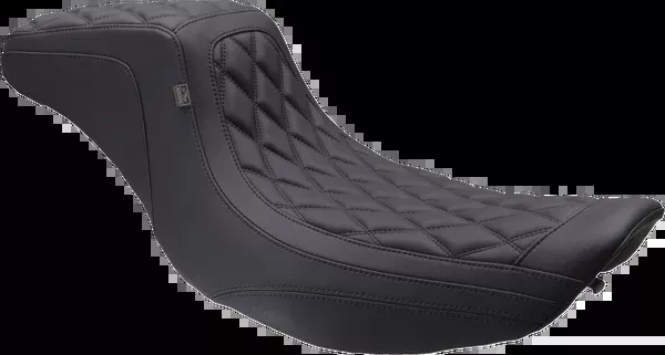 Mustang One Piece 2-Up Squareback Seat - Double Diamond - Black Stitch - FLH/FLT '97-'07