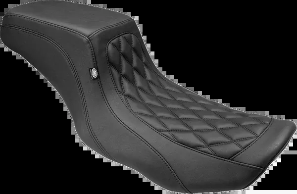 Mustang One Piece 2-Up Squareback Seat – Double Diamond – Smooth – FLH/FLT ’23-’25