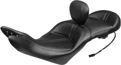 Mustang One-Piece Touring Seat Heated w/ Driver Backrest Black - 79723
