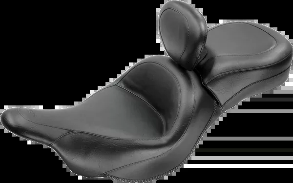 Mustang Seat – Vintage – Wide – Touring – With Driver Backrest – One-Piece – Smooth – Black – Vulcan