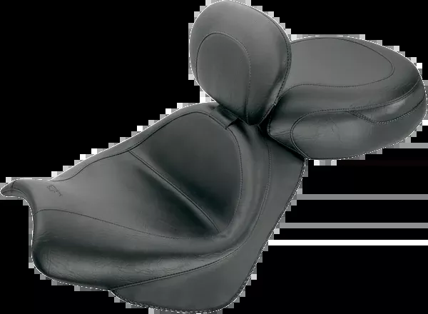 Mustang Seat – Vintage – Wide – Touring – With Driver Backrest – Two-Piece – Smooth – Black – VTX18