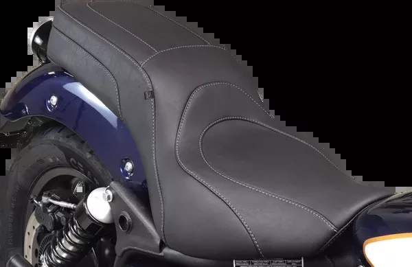 Mustang Squareback 2-Up Seat - Black W/ Steel Stitch - Royal Enfield '24-'25