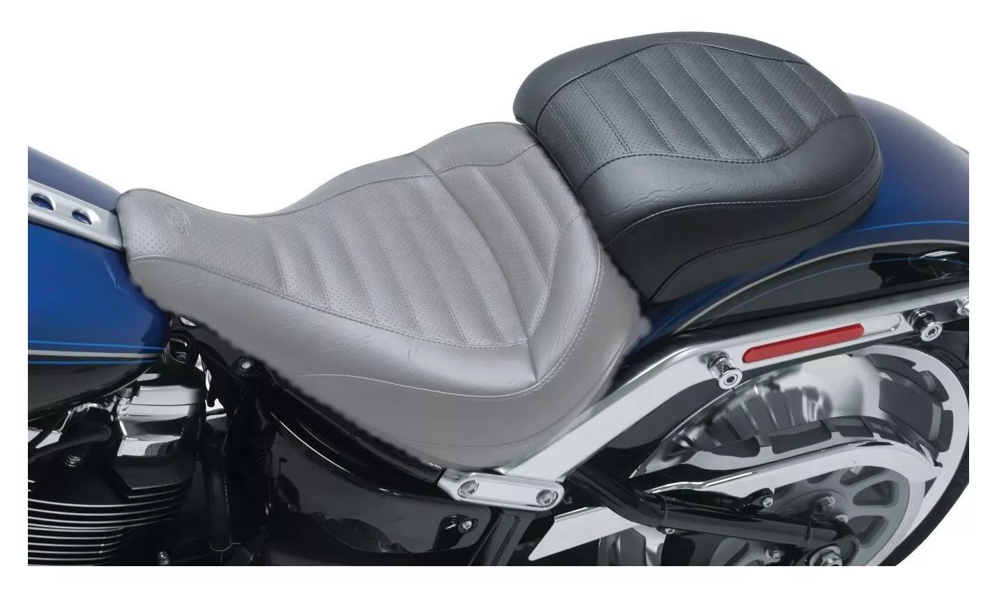 Mustang Standard Touring Tuck & Roll Passenger Seat For Harley Softail Fat Boy 2018-2026