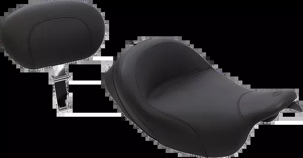 Mustang Wide Solo Seat – With Backrest – Vintage – Black – Smooth – FL ’08-’25