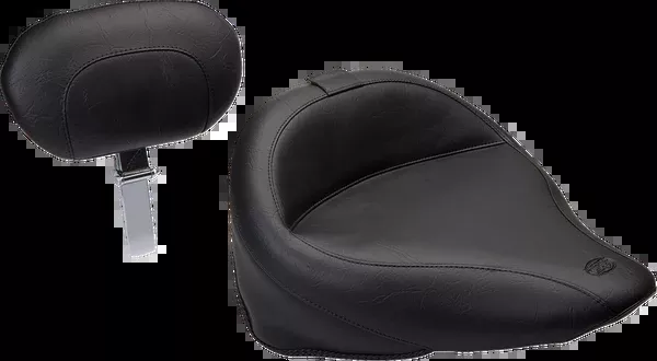 Mustang Wide Solo Seat – With Backrest – Vintage – Black – Smooth – FLST ’00-’05