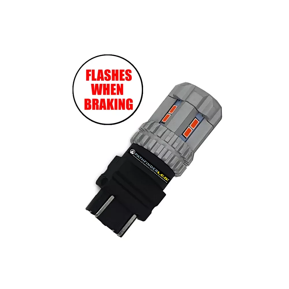 Pathfinder 3157 Ultra Flash LED Bulb EA Flashes 4X When Braking – 3157RP