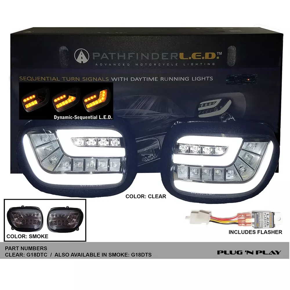 Pathfinder LED Front Turn Signal Kit Dynamic Sequential Clear – G18DTC Honda Motorcycles 2001-2017
