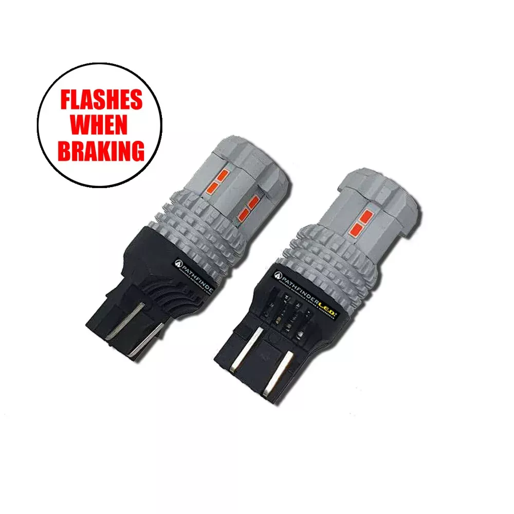 Pathfinder Ultra Flash RED LED Bulb PR 7443 Flashes 4X When Braking – 7443RP2