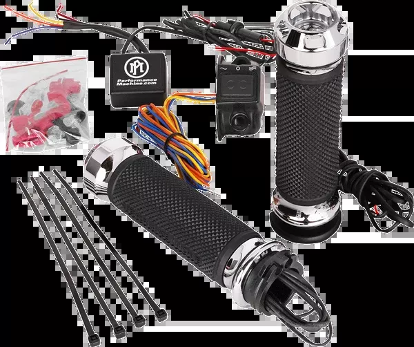 Performance Machine (PM) Apex Heated Grips - Cable - Chrome
