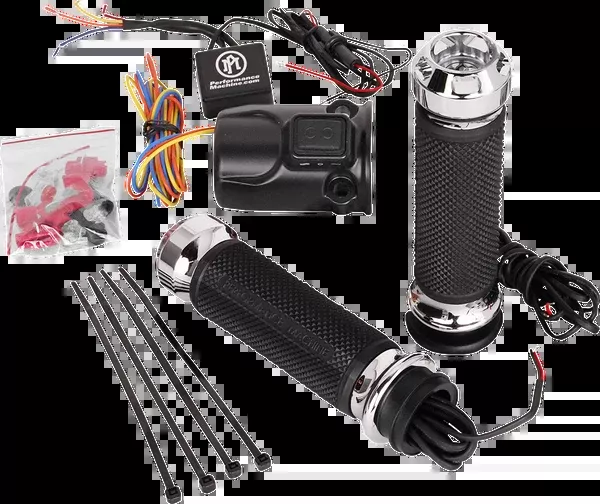 Performance Machine (PM) Apex Heated Grips – FLTRX – Chrome