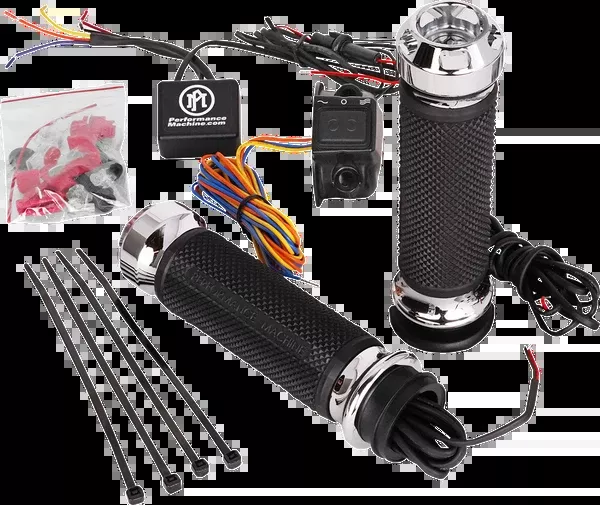 Performance Machine (PM) Apex Heated Grips - TBW - Chrome