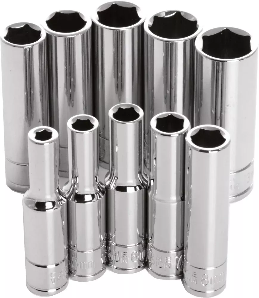 Performance Tool 10 PC 1/4" MET Socket SET Deep - W36400