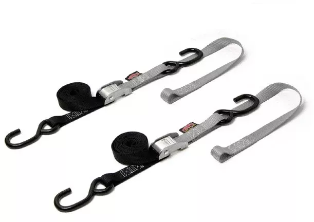Powertye TIE-Down CAM S-Hook Soft-TYE 1"X6' Black Silver Pair - 23624 BK/CHRM