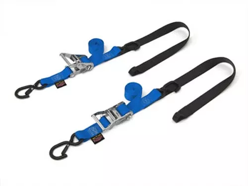 Powertye TIE-Down RAT SEC Hook Soft-TYE 1.5"X6.5' Blue Black Pair - 30573-ST