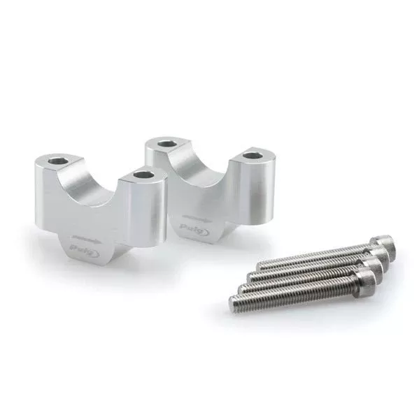 Puig 32mm Handlebar Risers, 30mm High, Silver