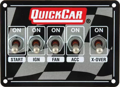 QuickCar Dual Ignition 5-Switch Panel with Flag Plate 4-1/8 x 3 50-1711