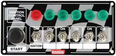 QuickCar Ignition Panel 7 x 4 6 Toggle Switches 1 Momentary Button 5 Accessory Switches with Indicator Lights 50-166