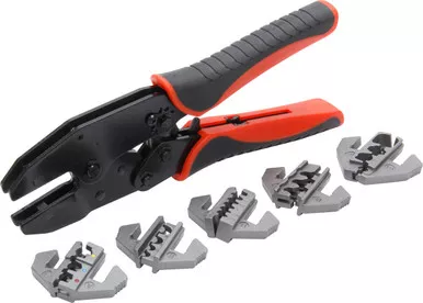 Quickcar Ratcheting Wire Crimper with Quick-Change Dies for Insulated Non-Insulated and Spark Plug Wires 50-395