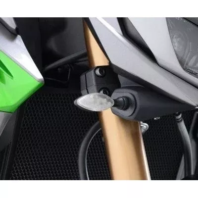 R&G Racing Black Front Indicator Adapter Kit For 2014-2017 Kawasaki Ninja 250SL