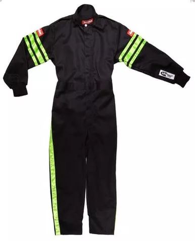 Racequip Black Suit Single Layer Kids X-Large Green Trim 1950796