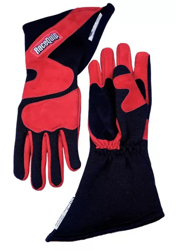 Racequip Gloves Outseam Black/Red Large SFI-5 358105