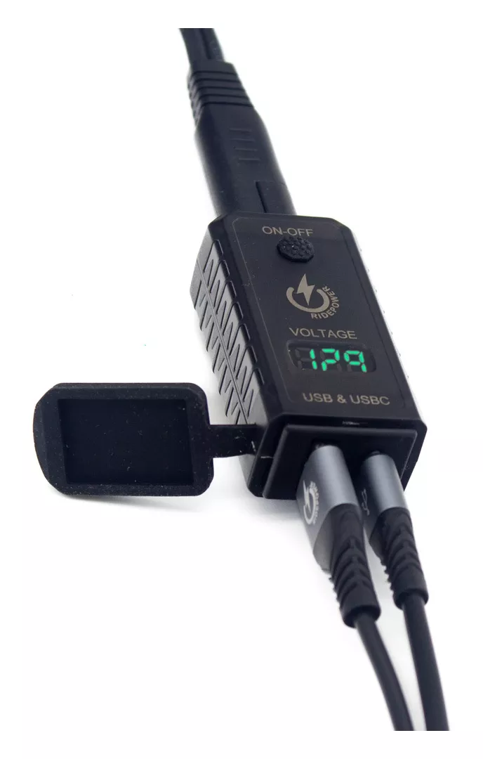 RidePower SAE To USB / USB-C Outlet With Voltage Display