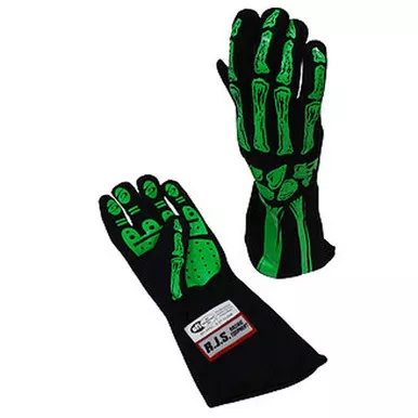 RJS Double Layer Lime Green Skeleton Gloves X-Large 600090159
