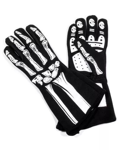 RJS Single Layer White Skeleton Gloves Medium 600080133