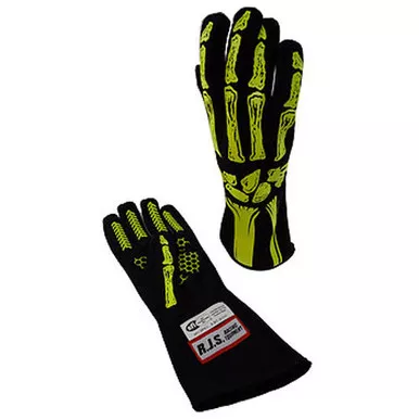 RJS Single Layer Yellow Skeleton Gloves Large 600090150